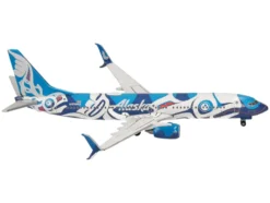 Boeing 737-800 Commercial Aircraft "Alaska Airlines - Salmon People Livery" (N559AS) Blue and White 1/500 Diecast Model Airplane by Herpa