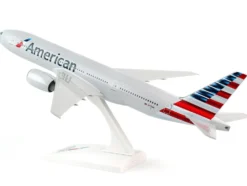 Boeing 777-200 Commercial Aircraft "American Airlines" (N775AN) Gray with Striped Tail (Snap-Fit) 1/200 Plastic Model by Skymarks
