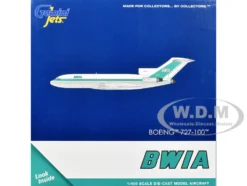 Boeing 727-100 Commercial Aircraft "British West Indian Airways" (9Y-TCO) White with Light Green Stripes 1/400 Diecast Model Airplane by GeminiJets