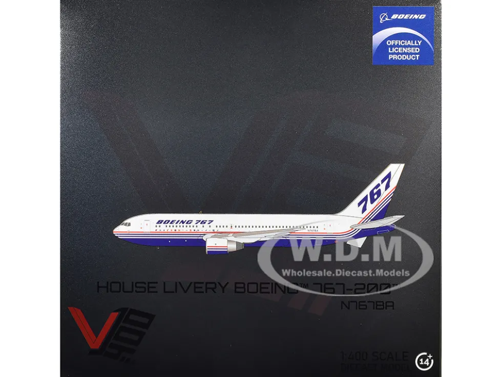 Boeing 767-200 Commercial Aircraft "Boeing House Livery" (N767BA) White with Blue and Red Stripes 1/400 Diecast Model Airplane by V1:400