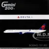 Boeing 757-300 Commercial Aircraft "Delta Air Lines" (N595NW) White with Blue and Red Tail "Gemini 200" Series 1/200 Diecast Model Airplane by GeminiJets
