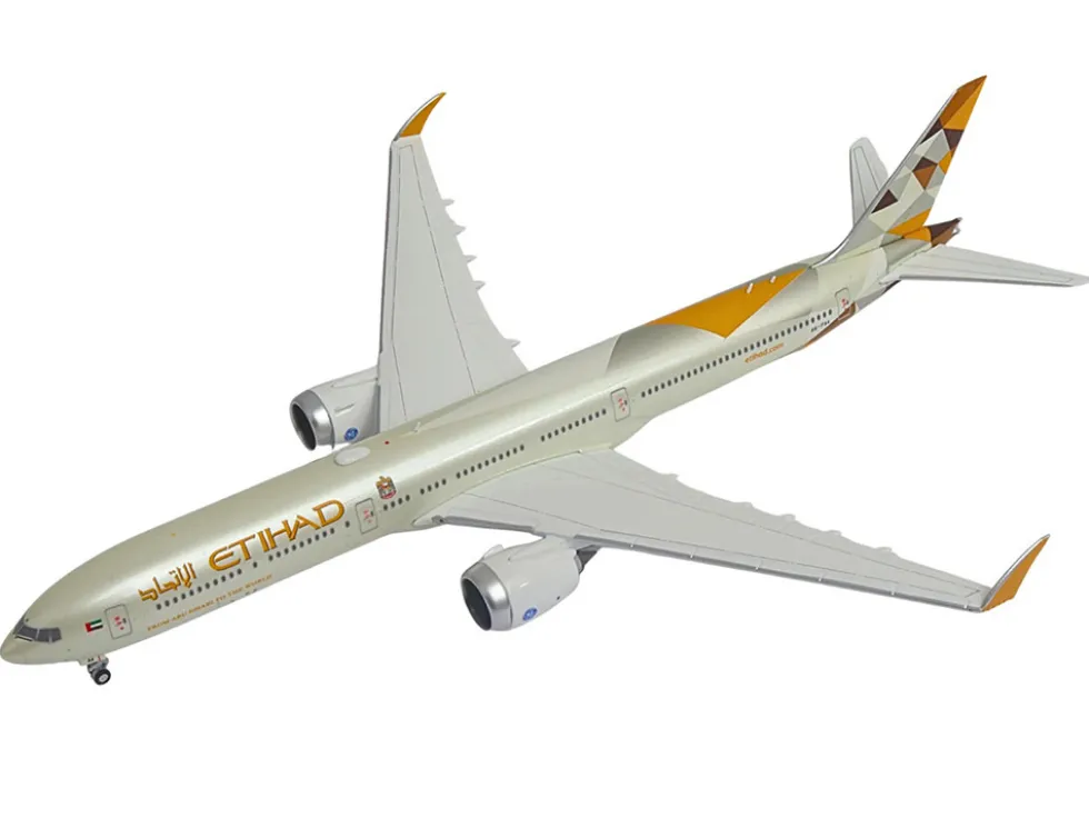 Boeing 777-9 Commercial Aircraft "Etihad Airways" (A6-FAA) Beige with Tail Graphics 1/400 Diecast Model Airplane by GeminiJets