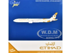 Boeing 777-9 Commercial Aircraft "Etihad Airways" (A6-FAA) Beige with Tail Graphics 1/400 Diecast Model Airplane by GeminiJets