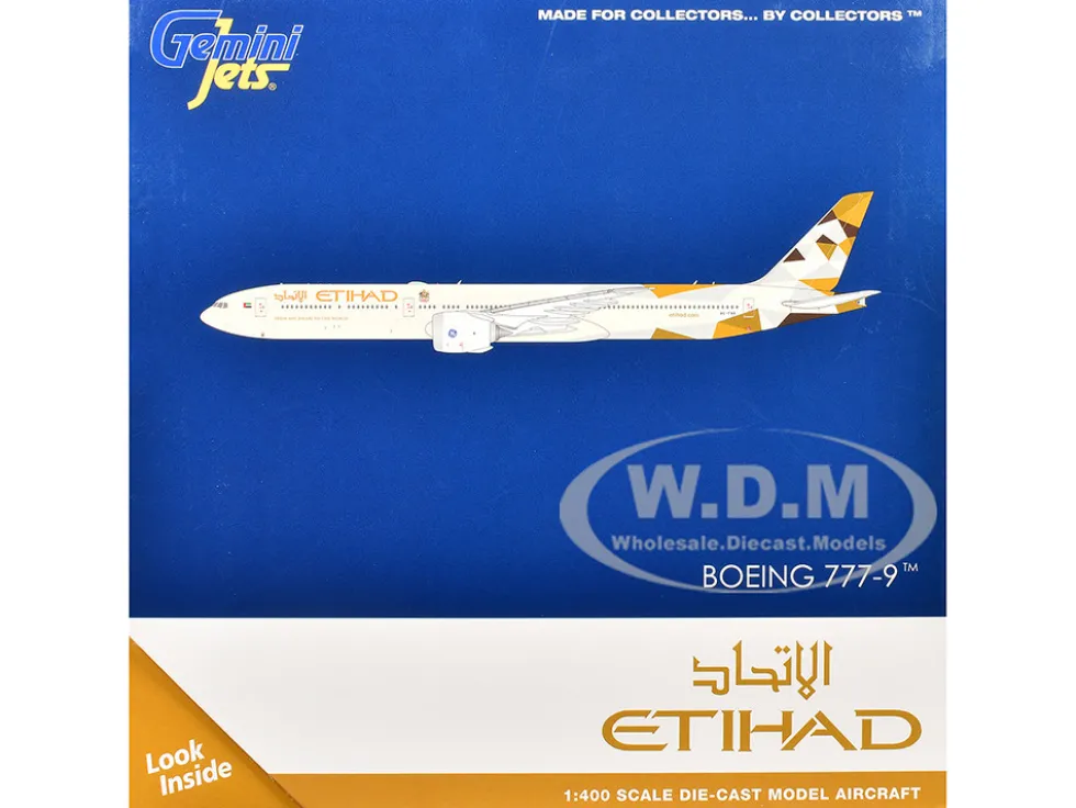 Boeing 777-9 Commercial Aircraft "Etihad Airways" (A6-FAA) Beige with Tail Graphics 1/400 Diecast Model Airplane by GeminiJets