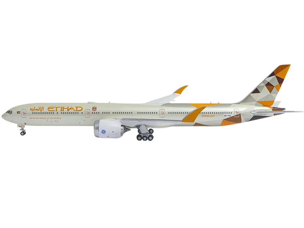 Boeing 777-9 Commercial Aircraft "Etihad Airways" (A6-FAA) Beige with Tail Graphics 1/400 Diecast Model Airplane by GeminiJets
