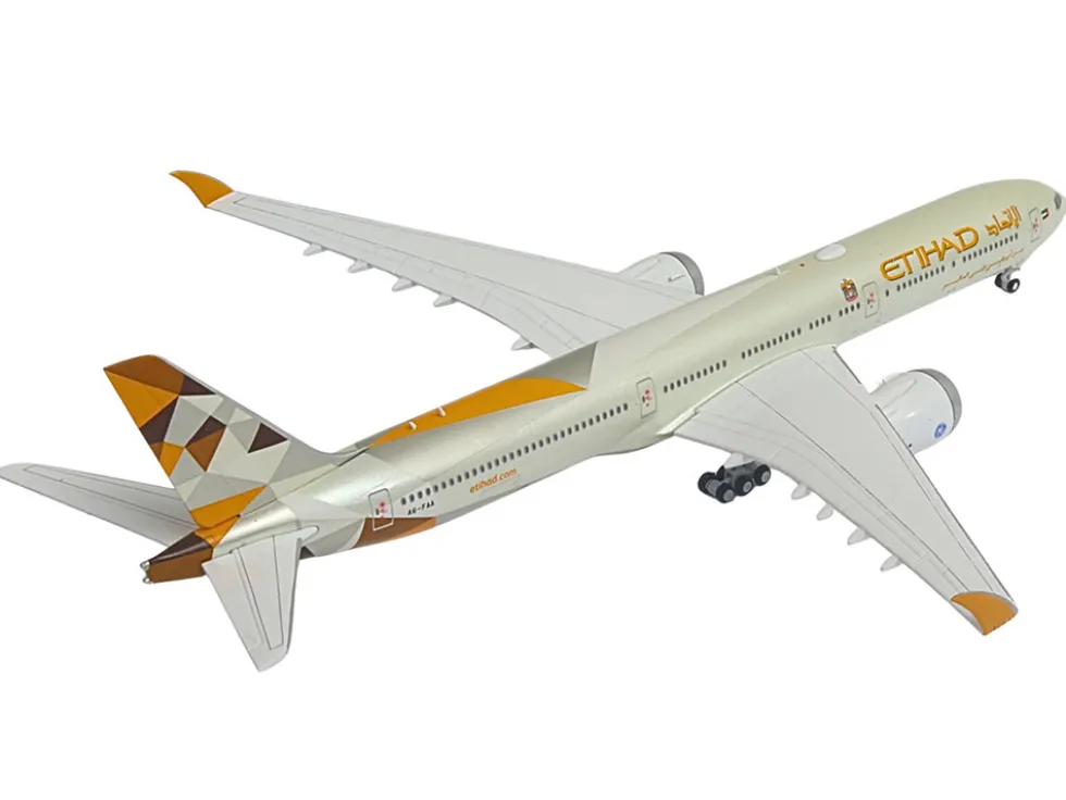 Boeing 777-9 Commercial Aircraft "Etihad Airways" (A6-FAA) Beige with Tail Graphics 1/400 Diecast Model Airplane by GeminiJets