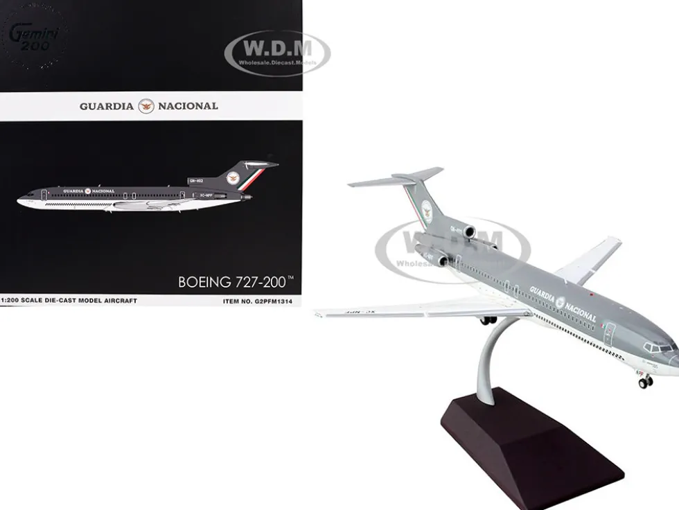 Boeing 727-200 Commercial Aircraft "Guardia Nacional (Mexican National Guard)" (XC-NPF) Gray and White "Gemini 200" Series 1/200 Diecast Model Airplane by GeminiJets