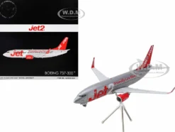 Boeing 737-300 Commercial Aircraft "Jet2" (G-GDFG) Gray Metallic with Red Tail "Gemini 200" Series 1/200 Diecast Model Airplane by GeminiJets