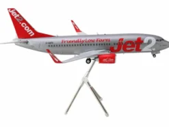 Boeing 737-300 Commercial Aircraft "Jet2" (G-GDFG) Gray Metallic with Red Tail "Gemini 200" Series 1/200 Diecast Model Airplane by GeminiJets