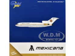 Boeing 727-100 Commercial Aircraft "Mexicana de Aviacion" (XA-SEJ) White with Gold Stripes 1/400 Diecast Model Airplane by GeminiJets