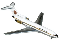 Boeing 727-100 Commercial Aircraft "Mexicana de Aviacion" (XA-SEJ) White with Gold Stripes 1/400 Diecast Model Airplane by GeminiJets