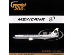Boeing 757-200 Commercial Aircraft "Mexicana Retro Livery" (N380RM) White with Tail Graphics "Gemini 200" Series 1/200 Diecast Model Airplane by GeminiJets