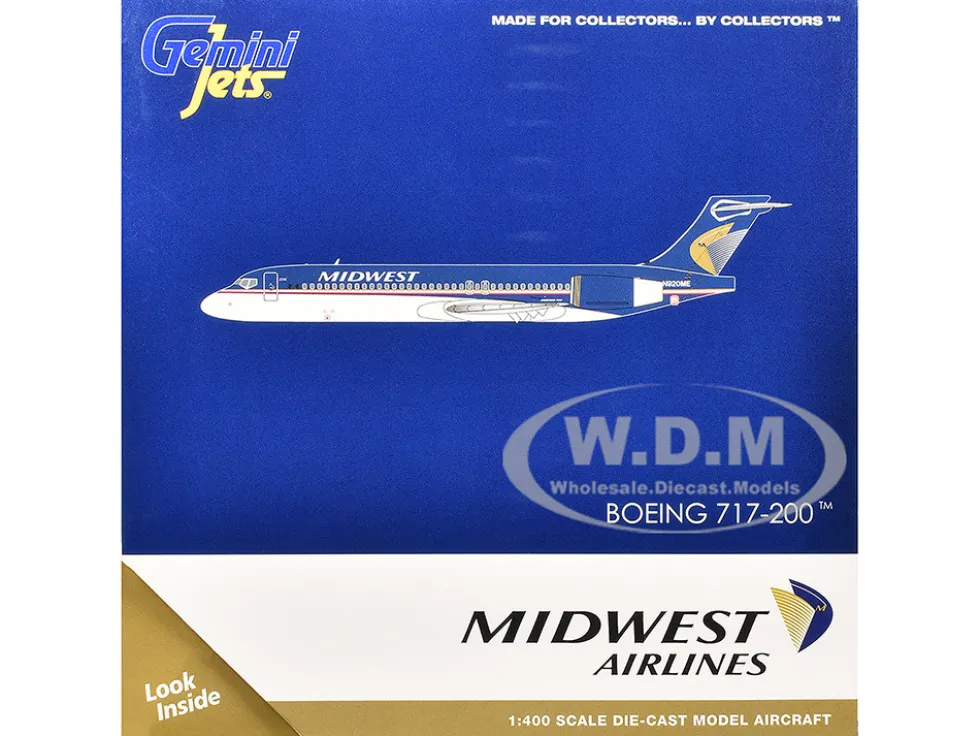 Boeing 717-200 Commercial Aircraft "Midwest Airlines" (N920ME) Blue and White 1/400 Diecast Model Airplane by GeminiJets
