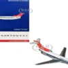 Boeing 727-200 Commercial Aircraft "Northwest Airlines" (N254US) White with Blue Stripes and Red Tail 1/400 Diecast Model Airplane by GeminiJets
