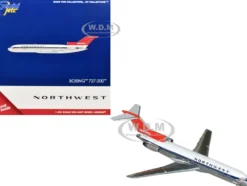 Boeing 727-200 Commercial Aircraft "Northwest Airlines" (N254US) White with Blue Stripes and Red Tail 1/400 Diecast Model Airplane by GeminiJets