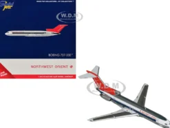 Boeing 727-200 Commercial Aircraft "Northwest Orient" (N298US) Silver with White Stripes and Red Tail 1/400 Diecast Model Airplane by GeminiJets