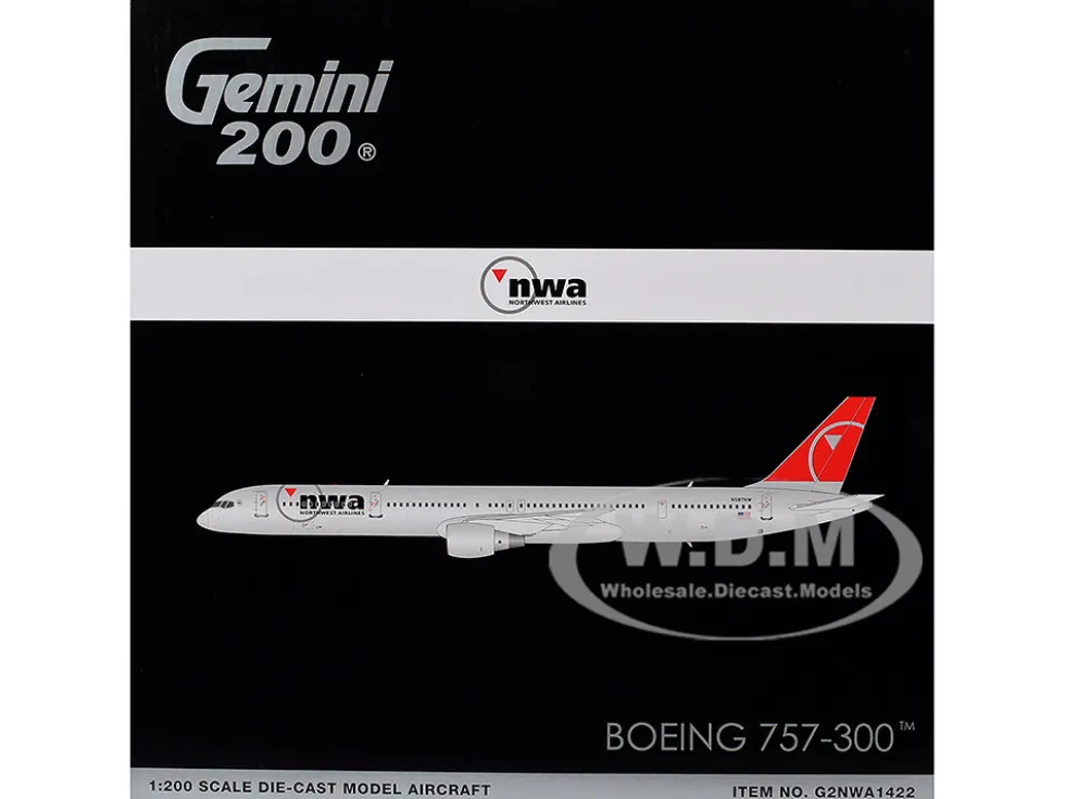 Boeing 757-300 Commercial Aircraft "Northwest Airlines" (N587NW) Silver with Red Tail "Gemini 200" Series 1/200 Diecast Model Airplane by GeminiJets