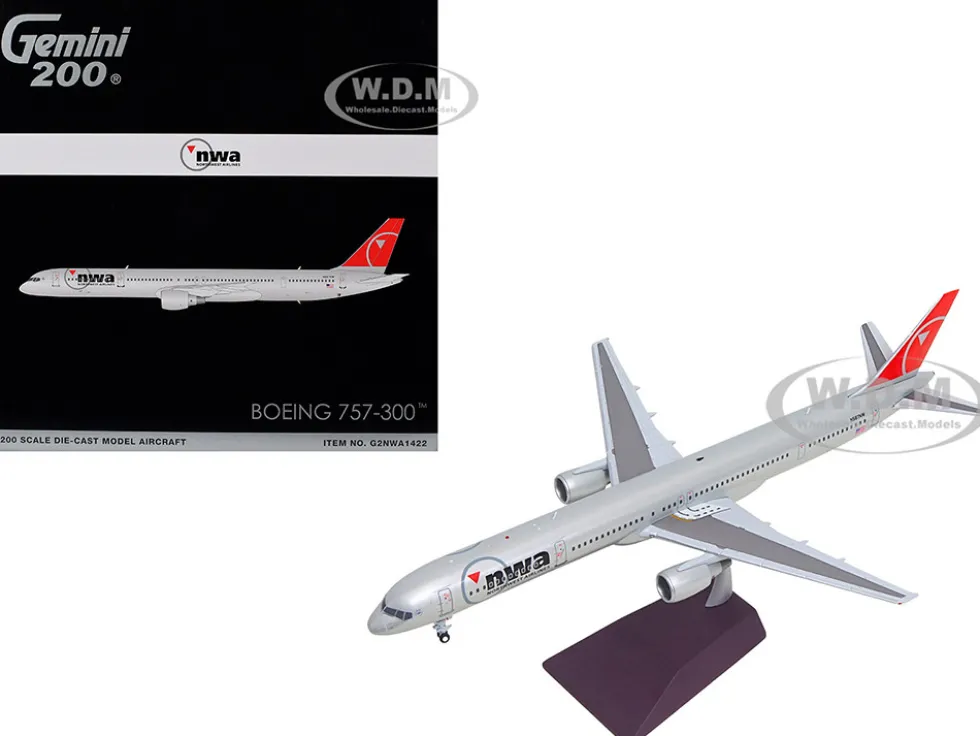 Boeing 757-300 Commercial Aircraft "Northwest Airlines" (N587NW) Silver with Red Tail "Gemini 200" Series 1/200 Diecast Model Airplane by GeminiJets