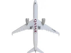 Boeing 777-9 Commercial Aircraft "Qatar Airways" (A7-BKA) Gray with Dark Red Tail Graphics 1/400 Diecast Model Airplane by GeminiJets
