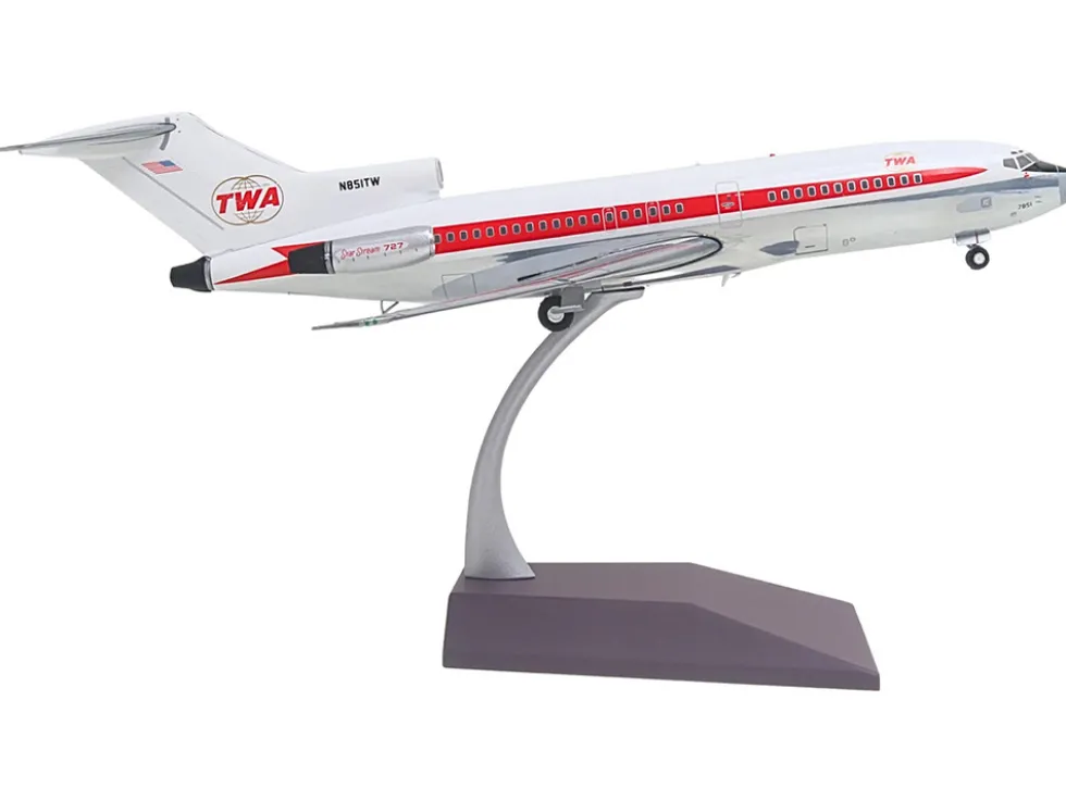 Boeing 727-100 Commercial Aircraft "Trans World Airlines (TWA)" (N851TW) White with Red Stripes "Gemini 200" Series 1/200 Diecast Model Airplane by GeminiJets