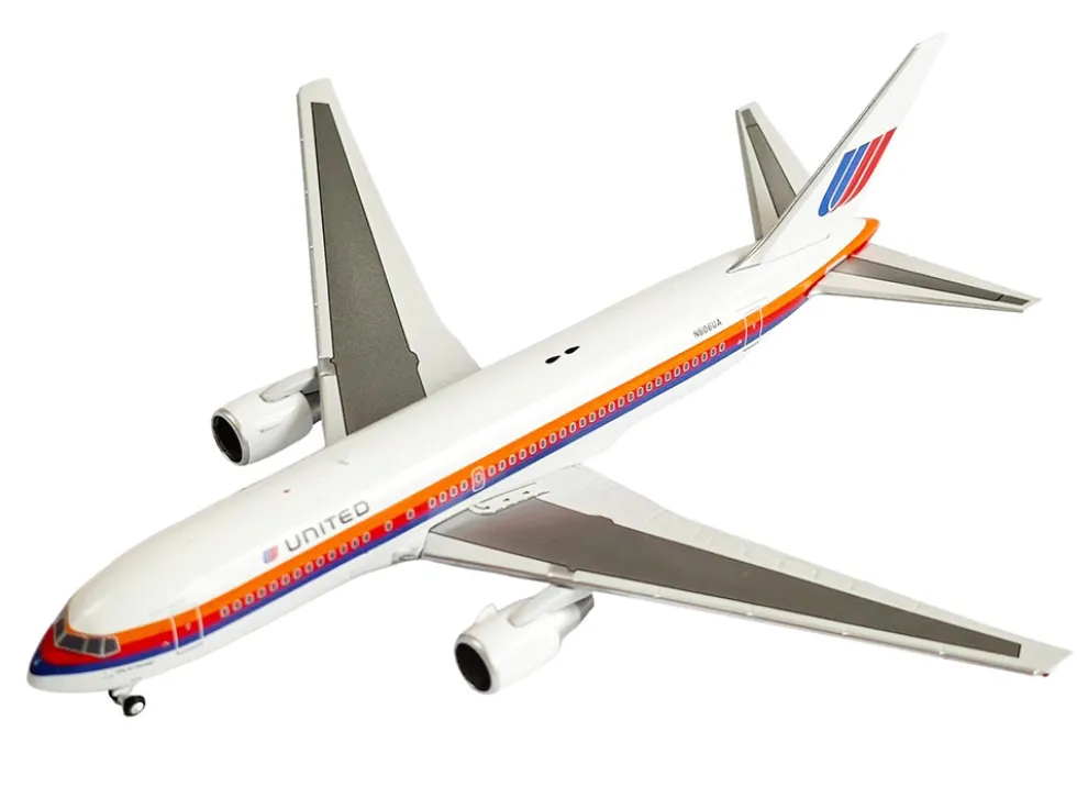 Boeing 767-200 Commercial Aircraft "United Airlines" (N606UA) White with Stripes 1/400 Diecast Model Airplane by V1:400
