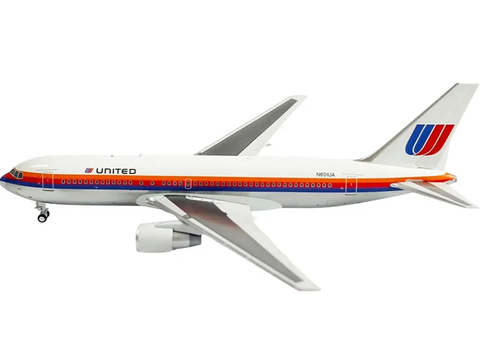 Boeing 767-200 Commercial Aircraft "United Airlines" (N601UA) White with Stripes 1/400 Diecast Model Airplane by V1:400