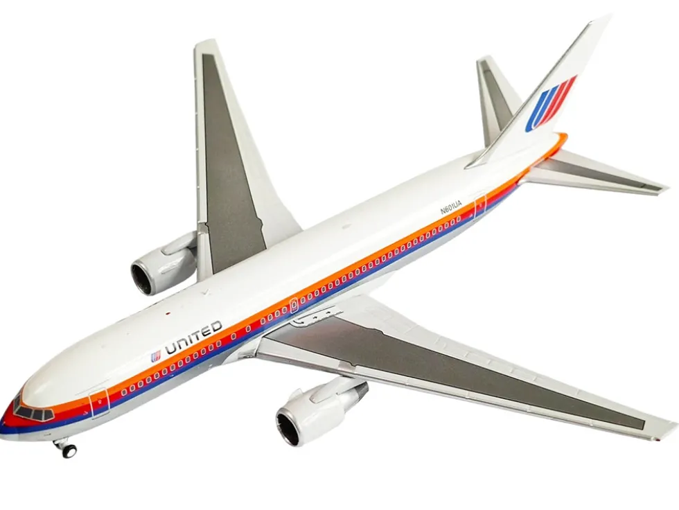 Boeing 767-200 Commercial Aircraft "United Airlines" (N601UA) White with Stripes 1/400 Diecast Model Airplane by V1:400