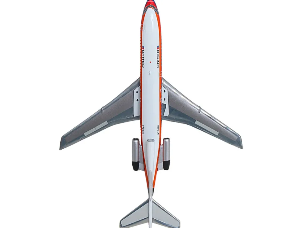 Boeing 727-100 Commercial Aircraft "United Airlines - Saul Bass Livery" (N7001U) White with Stripes 1/400 Diecast Model Airplane by GeminiJets