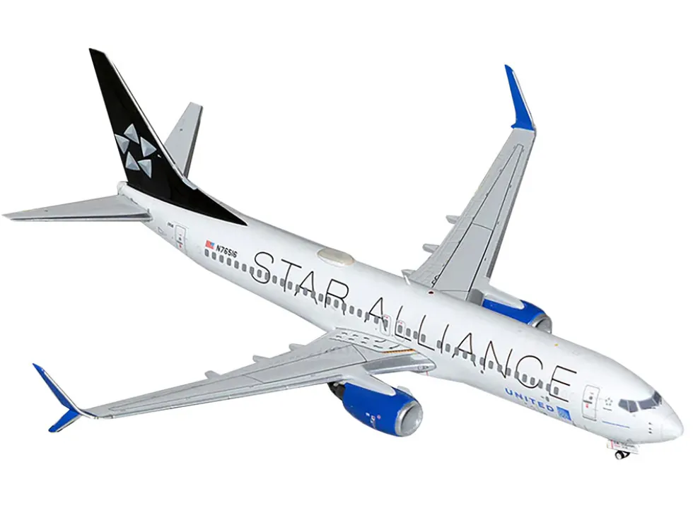 Boeing 737-800 Commercial Aircraft "United Airlines Star Alliance" (N76516) White with Black Tail "Gemini 200" Series 1/200 Diecast Model Airplane by GeminiJets