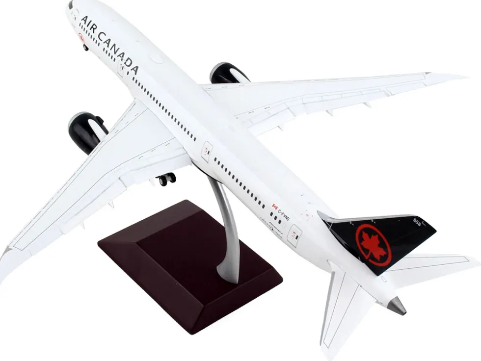 Boeing 787 9 Commercial Aircraft with Flaps Down Air Canada White with Black Tail Gemini 200 Series 1/200 Diecast Model Airplane GeminiJets G2ACA1058F
