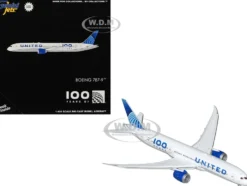 Boeing 787-9 Commercial Aircraft with Flaps Down "United Airlines 100 Years" (N61101) White with Graphics and Blue Tail 1/400 Diecast Model Airplane by GeminiJets