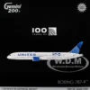 Boeing 787-9 Commercial Aircraft with Flaps Down "United Airlines 100 Years" (N61101) White with Graphics and Blue Tail "Gemini 200" Series 1/200 Diecast Model Airplane by GeminiJets