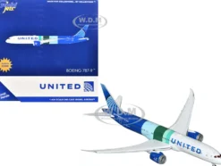 Boeing 787-9 Commercial Aircraft with Flaps Down "United Airlines - The Future is SAF" (N24988) White and Blue with Stripes 1/400 Diecast Model Airplane by GeminiJets
