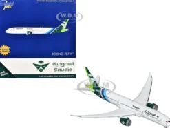 Boeing 787-9 Commercial Aircraft with Flaps Down "Saudia Airline" (HZ-ARB) White with Tail Graphics 1/400 Diecast Model Airplane by GeminiJets