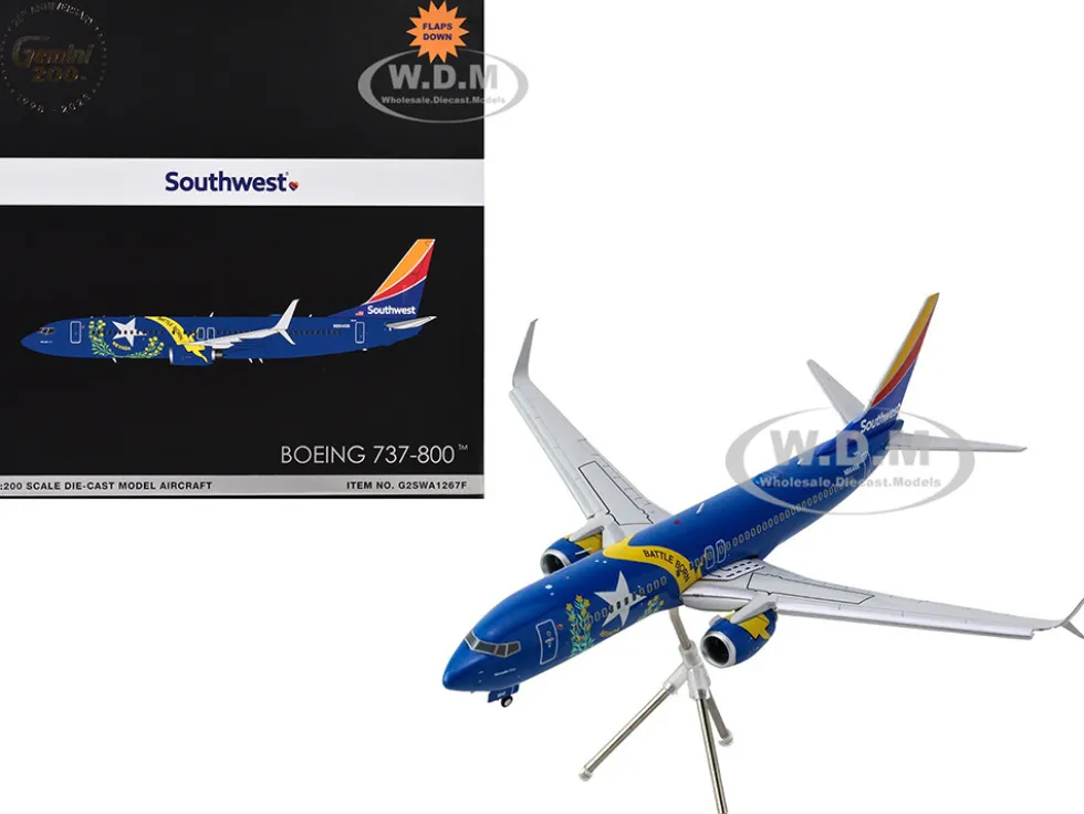 Boeing 737-800 Commercial Aircraft with Flaps Down "Southwest Airlines - Nevada One" (N8646B) Blue with Tail Stripes "Gemini 200" Series 1/200 Diecast Model Airplane by GeminiJets