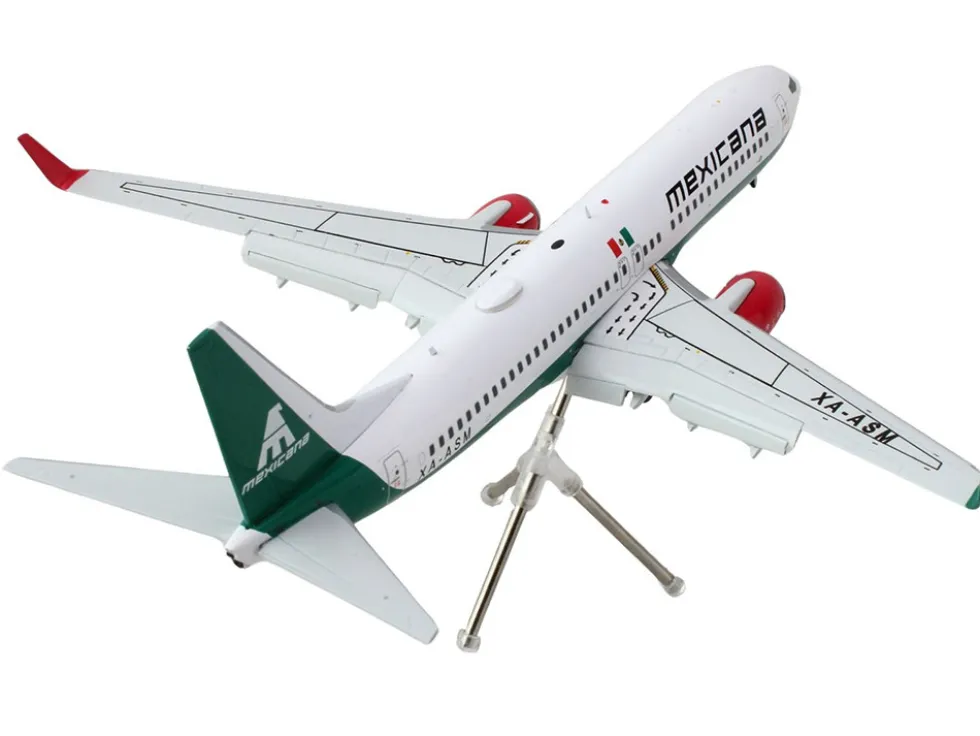 Boeing 737-800 Commercial Aircraft with Flaps Down "Mexicana" (XA-ASM) White with Green Stripes "Gemini 200" Series 1/200 Diecast Model Airplane by GeminiJets