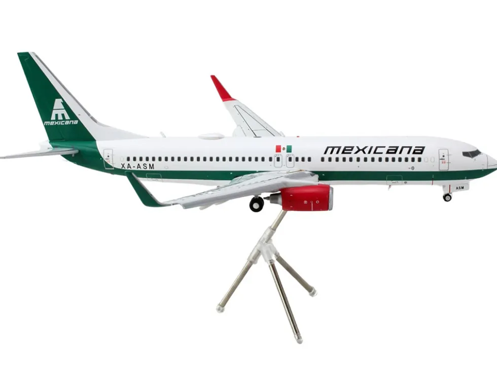 Boeing 737-800 Commercial Aircraft with Flaps Down "Mexicana" (XA-ASM) White with Green Stripes "Gemini 200" Series 1/200 Diecast Model Airplane by GeminiJets