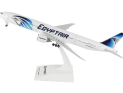 Boeing 777-300 Commercial Aircraft with Landing Gear "EgyptAir" (SU-GDL) White with Blue Tail (Snap-Fit) 1/200 Plastic Model by Skymarks