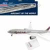 Boeing 777-9 Commercial Aircraft with Landing Gear "Qatar Airways" Gray with Tail Graphics (Snap-Fit) 1/200 Plastic Model by Skymarks