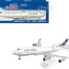 Boeing 747-400 Commercial Aircraft with Landing Gear "United Airlines" (N127UA) White with Blue Tail (Snap-Fit) 1/200 Plastic Model by Skymarks
