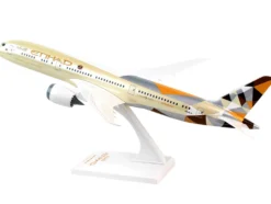 Boeing 787-9 Dreamliner Commercial Aircraft "Etihad Airlines" (A6-BLA) Beige with Tail Graphics (Snap-Fit) 1/200 Plastic Model by Skymarks