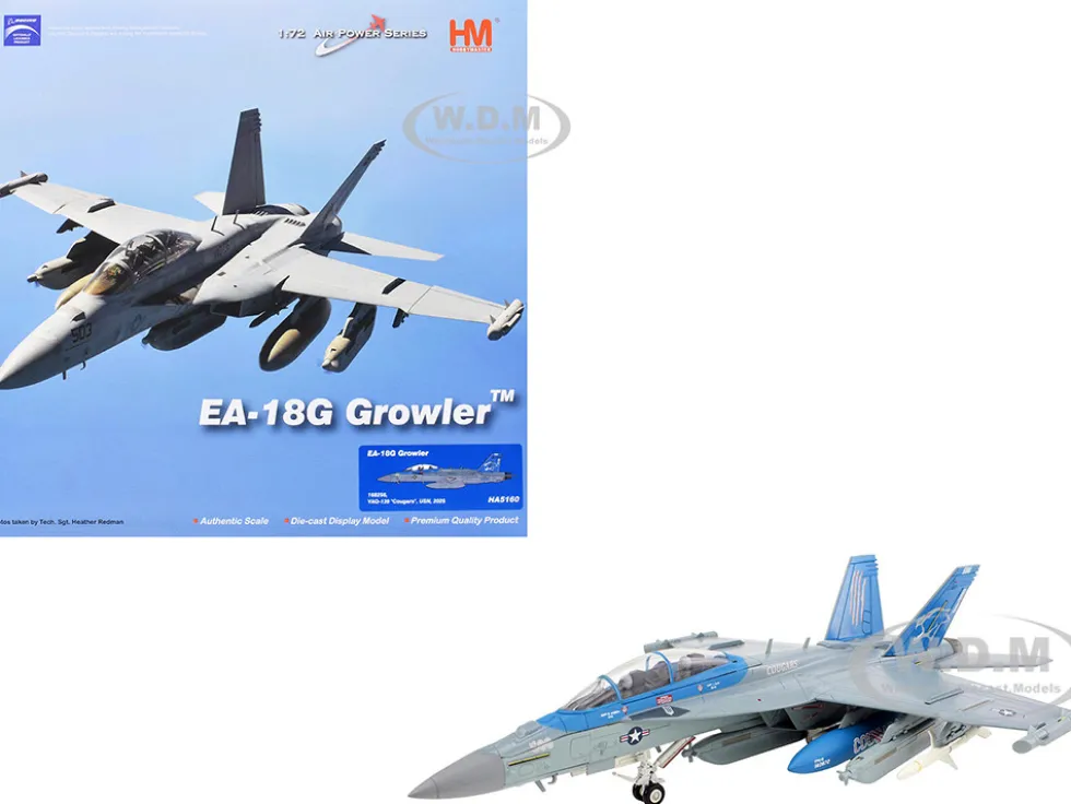 Boeing EA-18G Growler Aircraft "168256, VAQ-139 Cougars" (2025) United States Navy "Air Power Series" 1/72 Diecast Model by Hobby Master