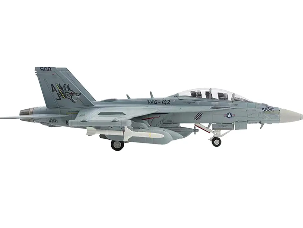 Boeing EA-18G Growler Aircraft "VAQ-142 Gray Wolves, USS Gerald R. Ford" (2023) United States Navy "Air Power Series" 1/72 Diecast Model by Hobby Master