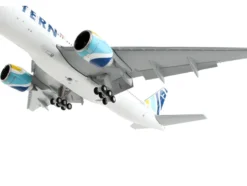 Boeing 777 200ER Commercial Aircraft with Flaps Down Eastern Air Lines White with Striped Tail 1/400 Diecast Model Airplane GeminiJets GJ2059F