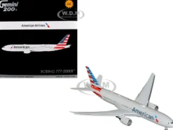 Boeing 777-200ER Commercial Aircraft with Flaps Down "American Airlines" (N788AN) Silver with Striped Tail "Gemini 200" Series 1/200 Diecast Model Airplane by GeminiJets