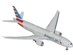 Boeing 777-200ER Commercial Aircraft with Flaps Down "American Airlines" (N788AN) Silver with Striped Tail "Gemini 200" Series 1/200 Diecast Model Airplane by GeminiJets