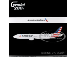 Boeing 777-200ER Commercial Aircraft "American Airlines" (N788AN) Silver with Striped Tail "Gemini 200" Series 1/200 Diecast Model Airplane by GeminiJets