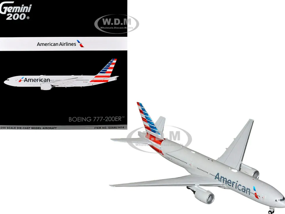 Boeing 777-200ER Commercial Aircraft "American Airlines" (N788AN) Silver with Striped Tail "Gemini 200" Series 1/200 Diecast Model Airplane by GeminiJets