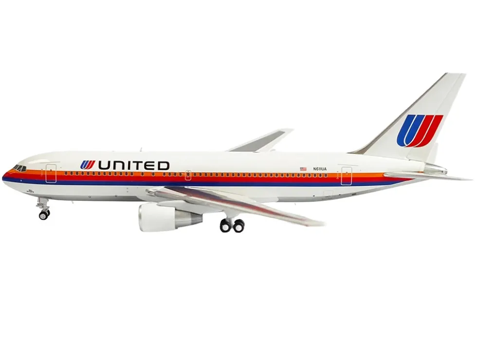 Boeing 767-200ER Commercial Aircraft "United Airlines" (N611UA) White with Stripes 1/400 Diecast Model Airplane by V1:400