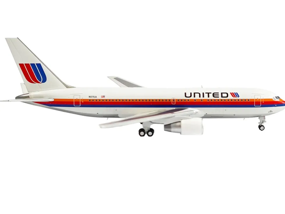 Boeing 767-200ER Commercial Aircraft "United Airlines" (N611UA) White with Stripes 1/400 Diecast Model Airplane by V1:400